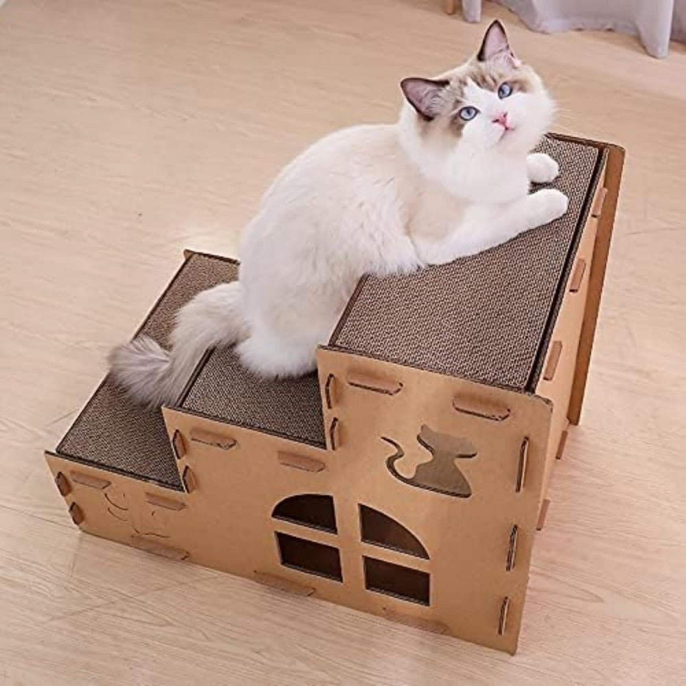Eco Friendly Multi Level Cat House Stylish Den Scratcher Box Bark&Paw Lab