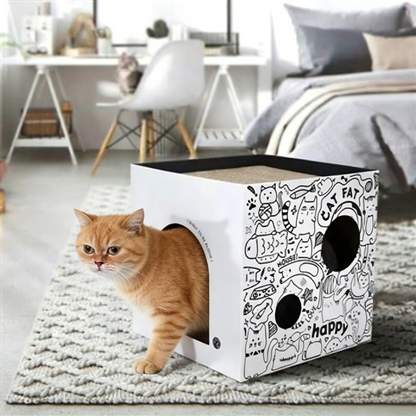 Eco Friendly Multi Level Cat House Stylish Den Scratcher Box Bark&Paw Lab