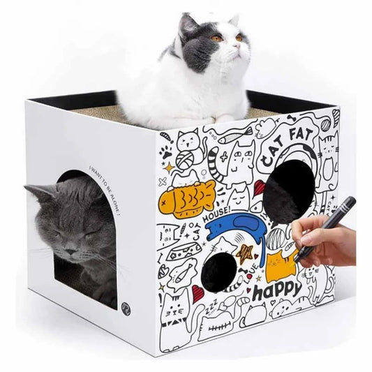 Eco Friendly Multi Level Cat House Stylish Den Scratcher Box Bark&Paw Lab