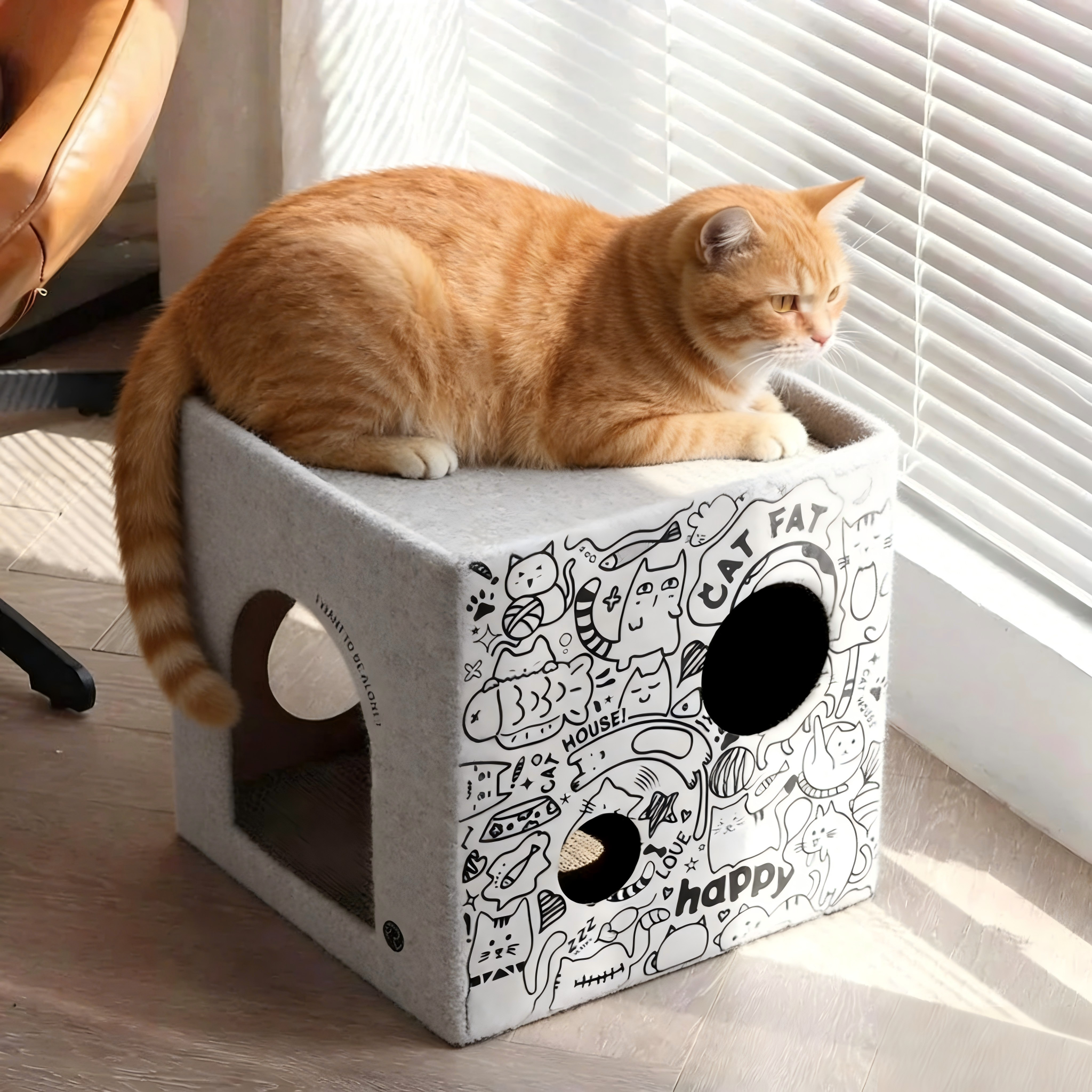 Eco Friendly Multi Level Cat House Stylish Den Scratcher Box Bark&Paw Lab