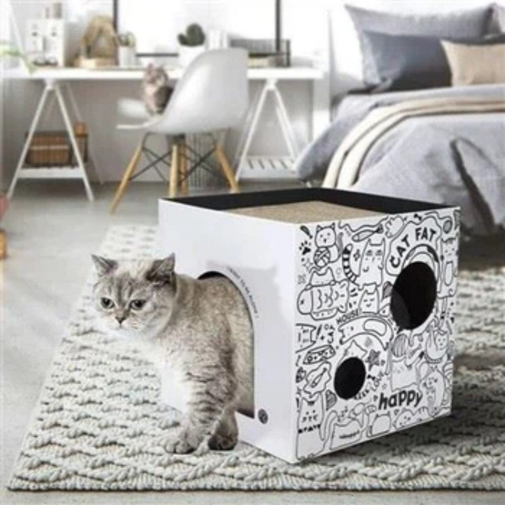 Eco Friendly Multi Level Cat House Stylish Den Scratcher Box Bark&Paw Lab