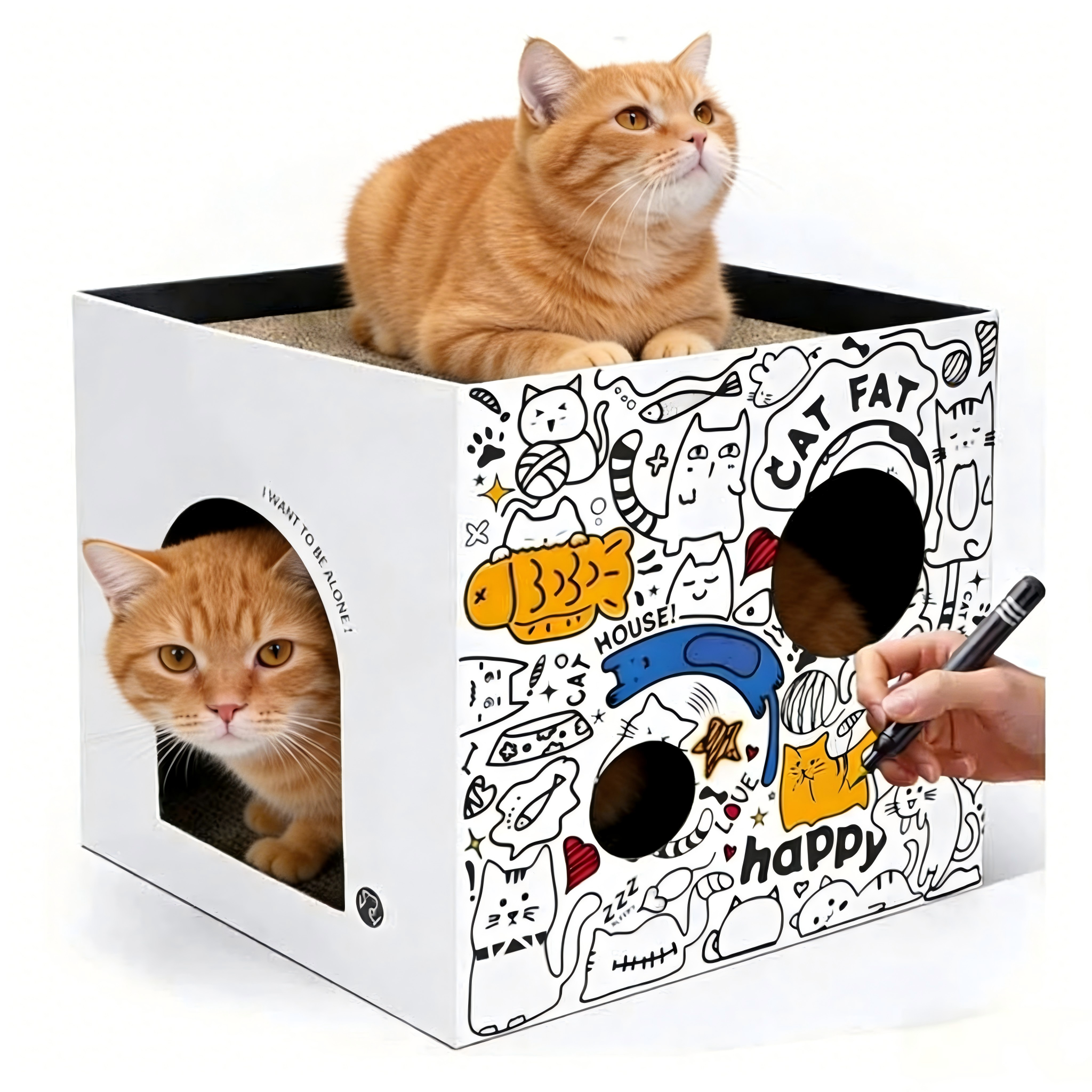 Eco Friendly Multi Level Cat House Stylish Den Scratcher Box Bark&Paw Lab