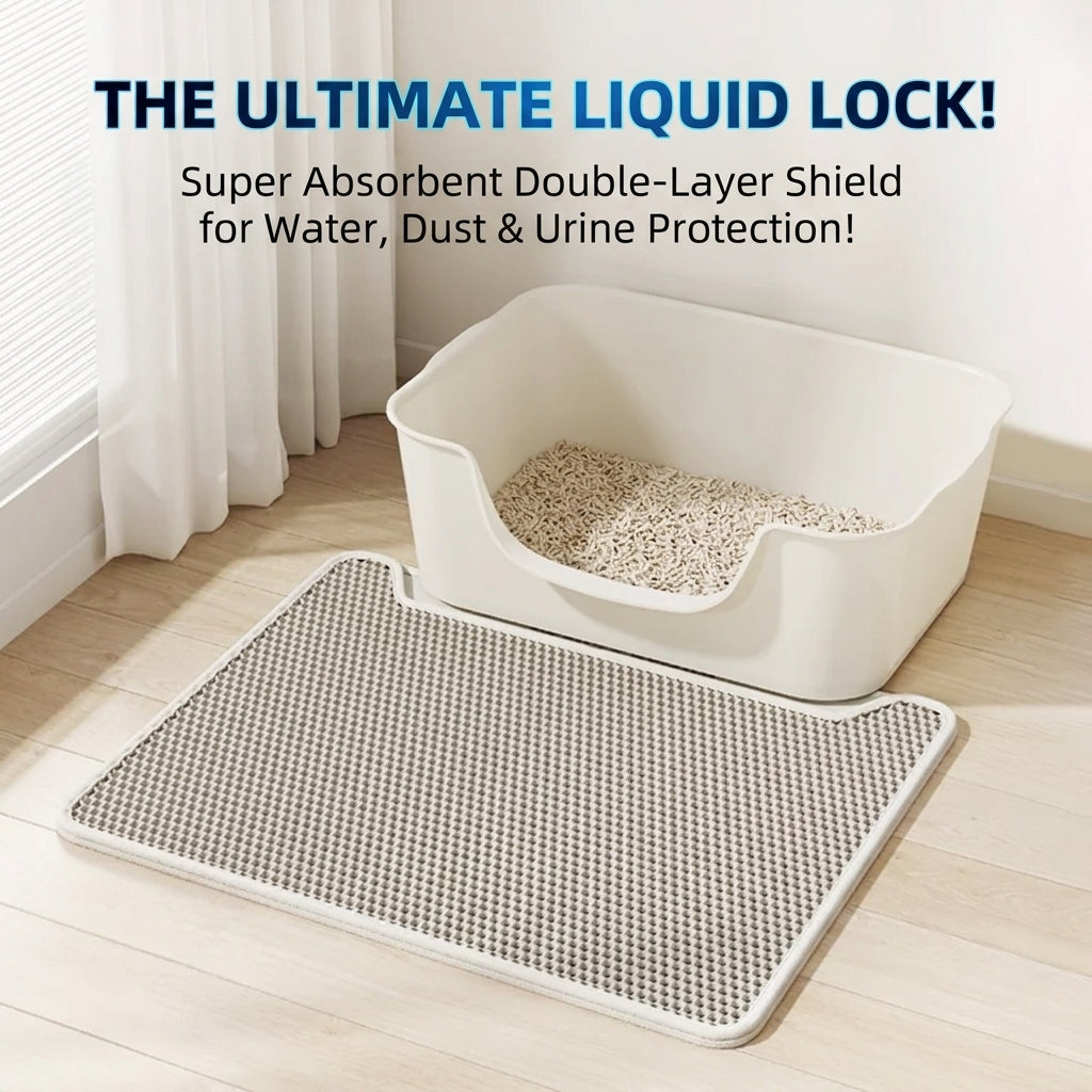 Double Layer EVA Cat Litter Mat Hook&Loop Anti-Splash Washable Pet Pad
