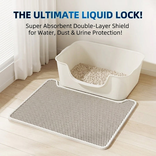 Double Layer EVA Cat Litter Mat Hook&Loop Anti-Splash Washable Pet Pad