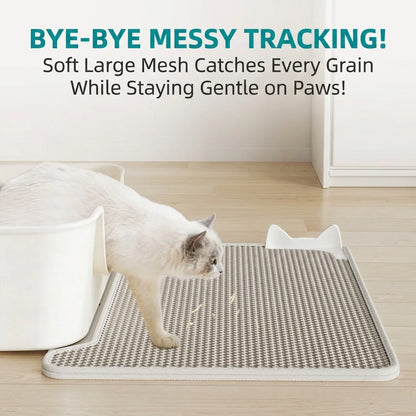 Double Layer EVA Cat Litter Mat Hook&Loop Anti-Splash Washable Pet Pad