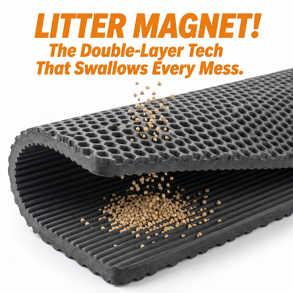 Extra Large Cat Litter Mat Anti-spill EAV Litter Box Mat Double Layer Sand Trapping Pad
