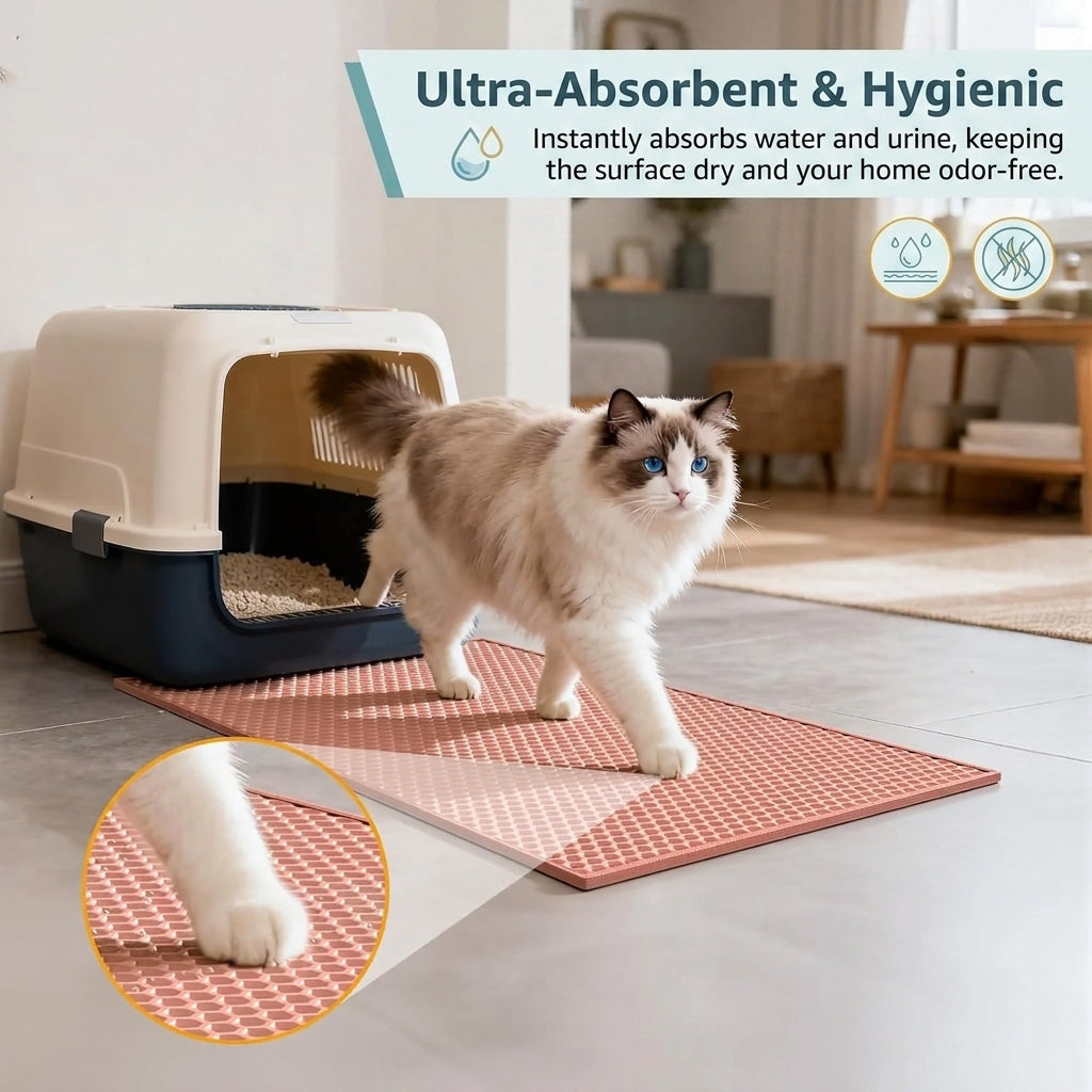 Cat Litter Mat Double Layer Waterproof Urine Proof Trapping Mat