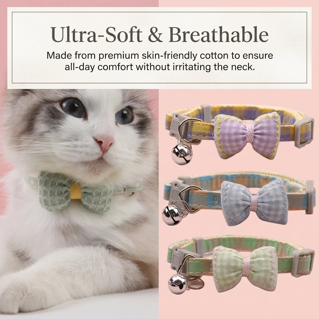 Small Dog Cat Adjustable Collar Buckle Bell Bow Tie Puppy Kitten Pet Adjustable
