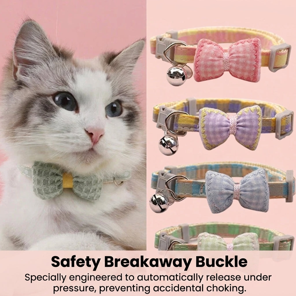 Small Dog Cat Adjustable Collar Buckle Bell Bow Tie Puppy Kitten Pet Adjustable