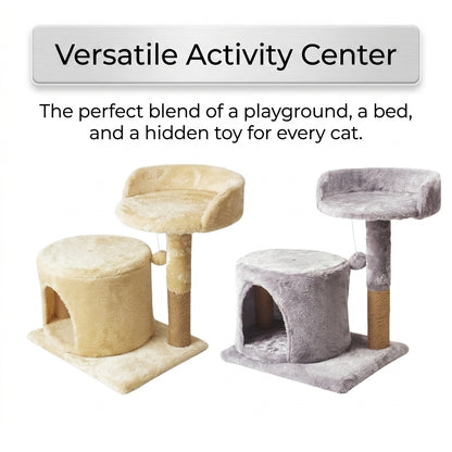Custom Small Cat Tree with Condo & Toys Space-Saving Sisal Scratching Tower E1 Grade Particle Board