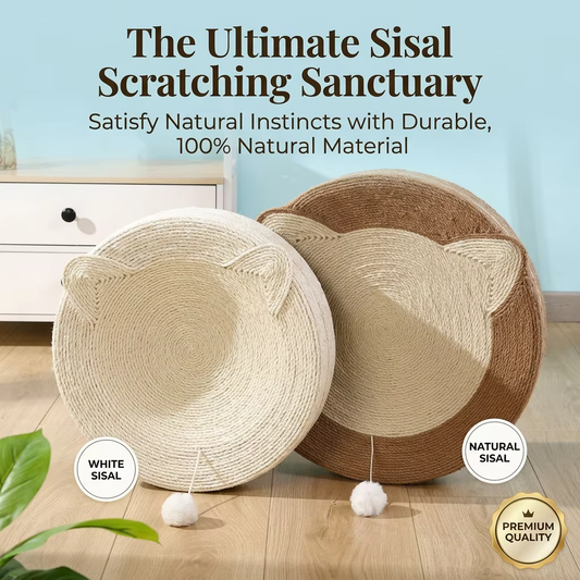 2-in-1 Round Sisal Cat Scratcher Bed Durable & Wear-Resistant Claw Toy Bowl