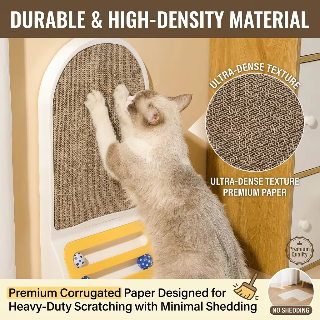 Durable L-Shape Vertical Wall-Mounted Cat Scratcher