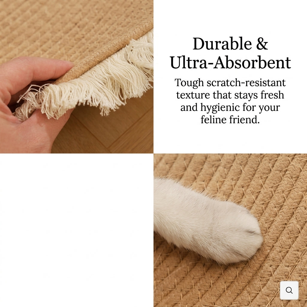Durable Cat Scratch Mat Rug with Fringe