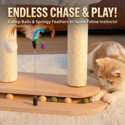 Large Rotating Cat Tree Integrated Cat Bed & Scratching Post for Ragdoll Maine Coon