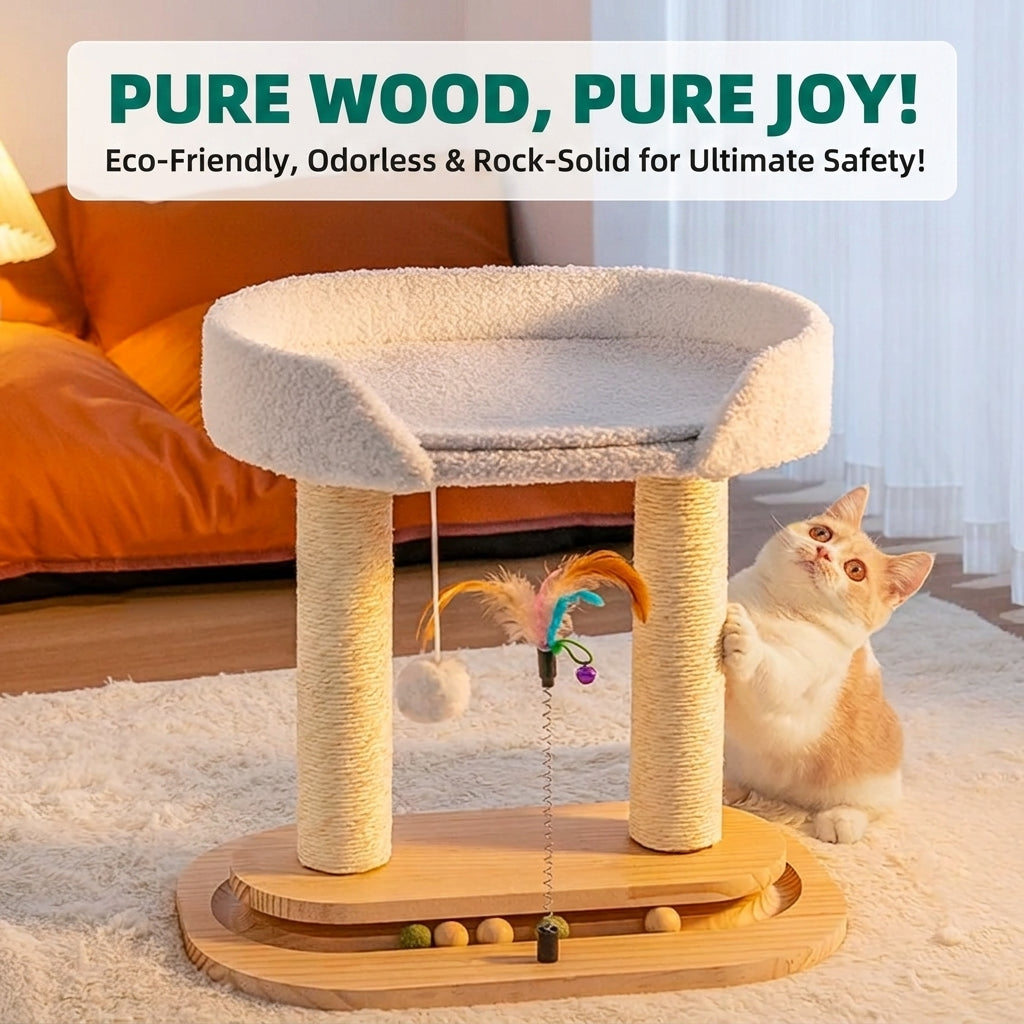 Large Rotating Cat Tree Integrated Cat Bed & Scratching Post for Ragdoll Maine Coon