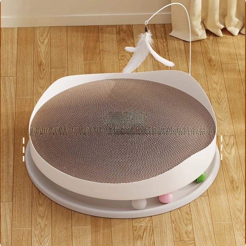 Round 3-in-1 Cat Scratcher Bed, Wear-Resistant & No Shed