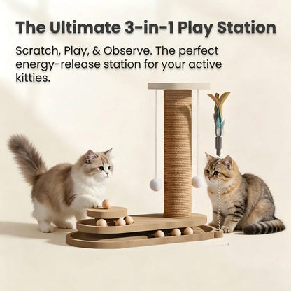 New Vertical All-in-One Cat Tree Oval Sisal Scratching Post & Board Tall Durable & Low-Shedding