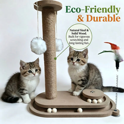 New Vertical All-in-One Cat Tree Oval Sisal Scratching Post & Board Tall Durable & Low-Shedding