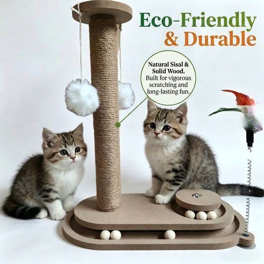 New Vertical All-in-One Cat Tree Oval Sisal Scratching Post & Board Tall Durable & Low-Shedding