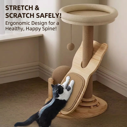 Sisal Cat Scratcher Tree Bed 2in1 Wear Resistant Non Shedding Small Home Cat Turntable Ball Toy