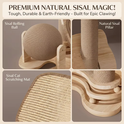 Sisal Cat Scratcher Tree Bed 2in1 Wear Resistant Non Shedding Small Home Cat Turntable Ball Toy