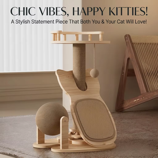 Sisal Cat Scratcher Tree Bed 2in1 Wear Resistant Non Shedding Small Home Cat Turntable Ball Toy