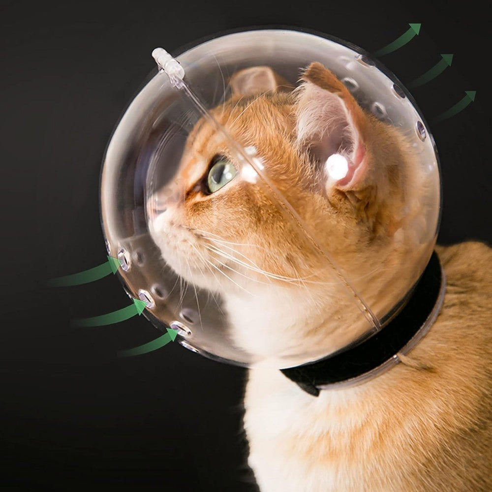 Adjustable Transparent Cat Muzzle Astronaut Style Breathable Hood Stops Biting Chewing Kitten - friendly Bark&Paw Lab