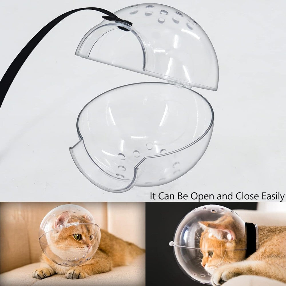 Adjustable Transparent Cat Muzzle Astronaut Style Breathable Hood Stops Biting Chewing Kitten - friendly Bark&Paw Lab