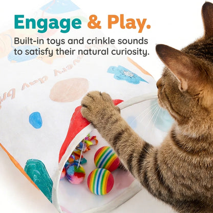 Crinkle Paper Cat Tunnel Interactive Puzzle Toy for Cats Self Entertaining Sound Pet Toy