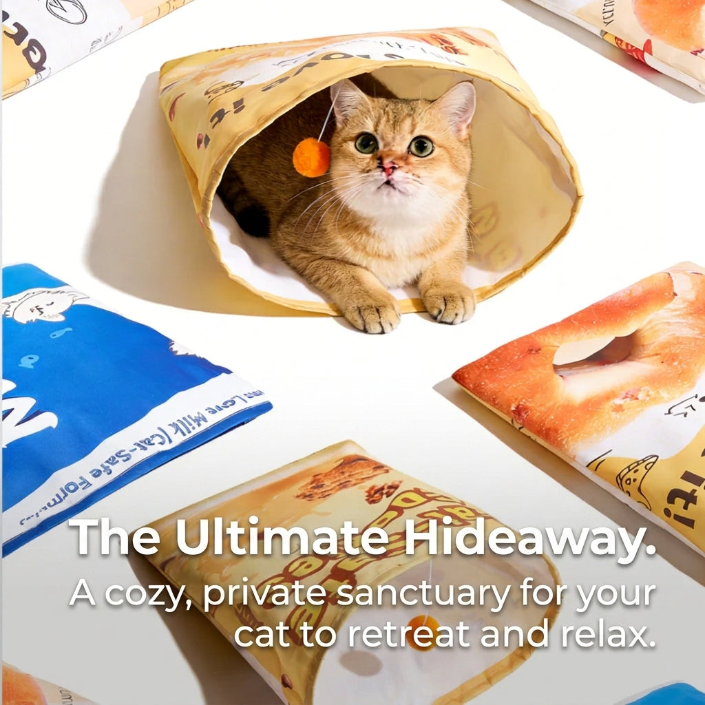 Crinkle Paper Cat Tunnel Interactive Puzzle Toy for Cats Self Entertaining Sound Pet Toy