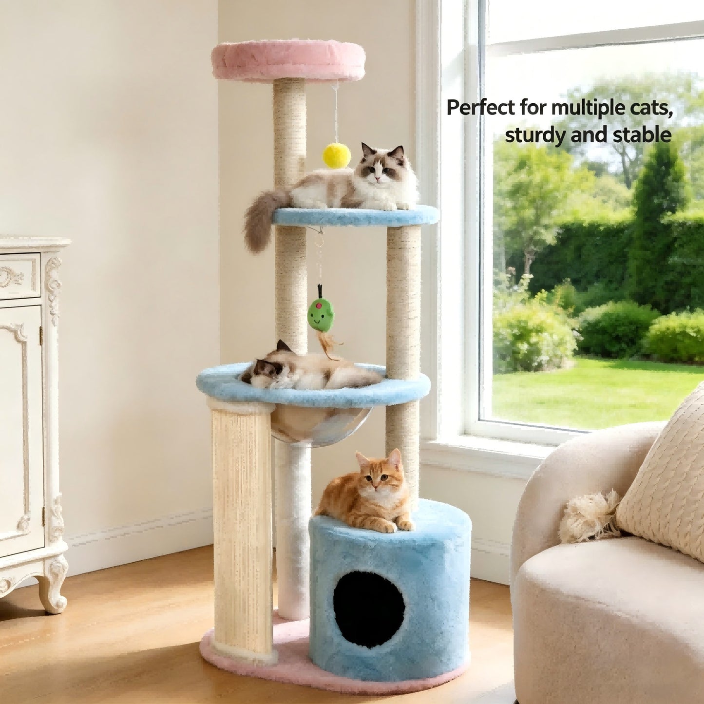 All-in-One Large Cat Tree with Condo Fun Climbing Tower & Sisal Scratching Post Multi-Functional Cat Toy