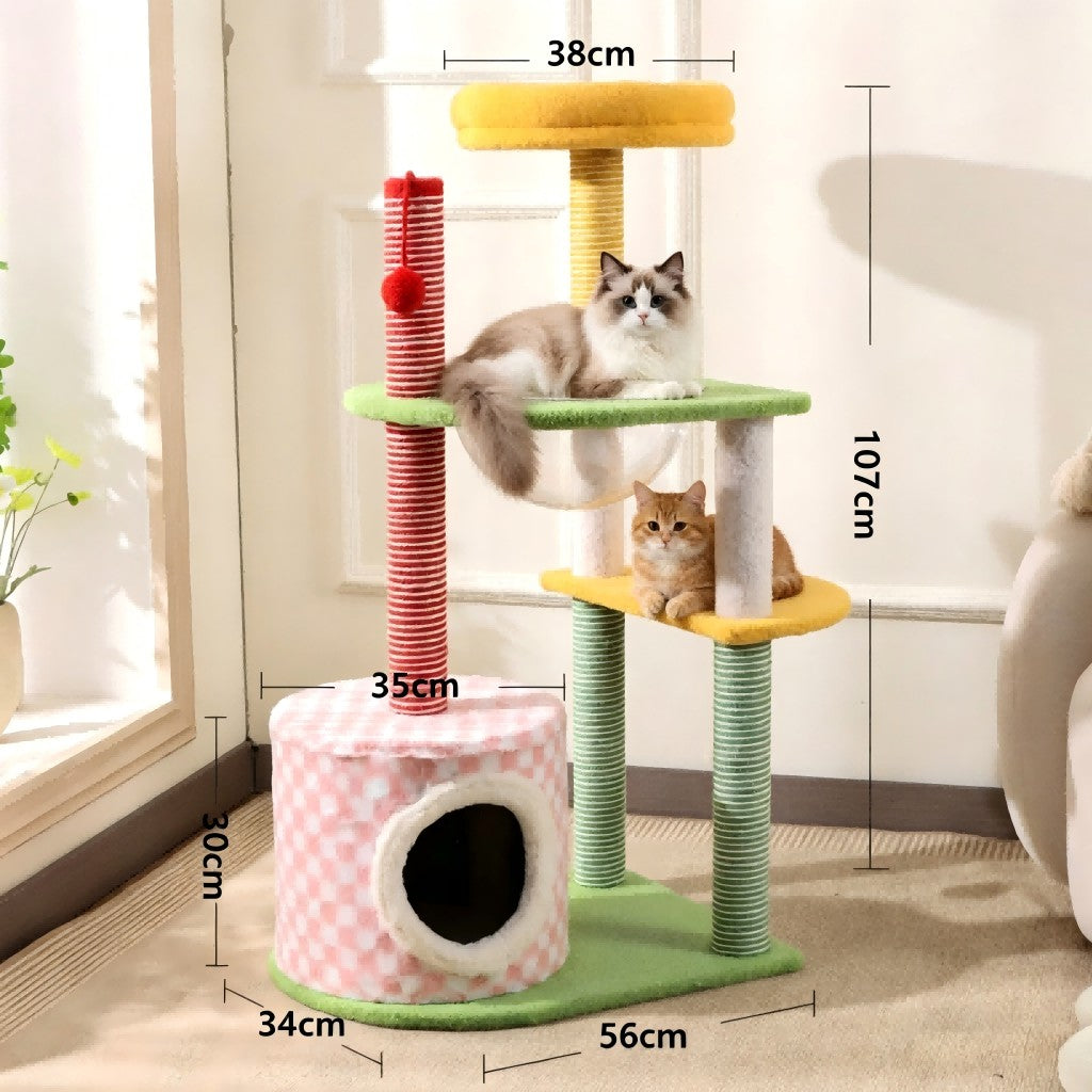 All-in-One Large Cat Tree with Condo Fun Climbing Tower & Sisal Scratching Post Multi-Functional Cat Toy