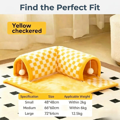 3-in-1 Cat Bed Cat Tunnel Cat Mat Essential Pet Supplies