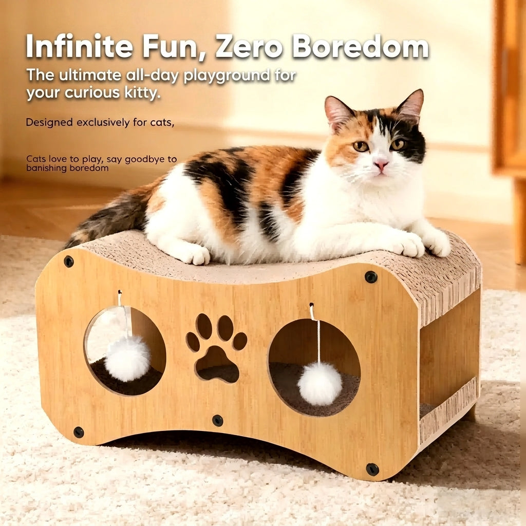 NonShedding Cat Scratcher Bed Tunnel Toy for Cats