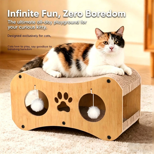 NonShedding Cat Scratcher Bed Tunnel Toy for Cats