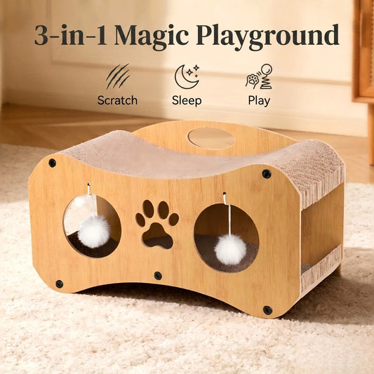 NonShedding Cat Scratcher Bed Tunnel Toy for Cats