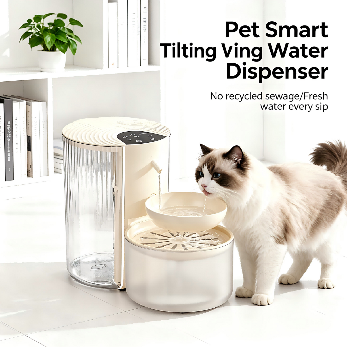 Smart Anti-Tip Cat and Dog Water Fountain 3L Constant Temp Quiet Purified Dispenser