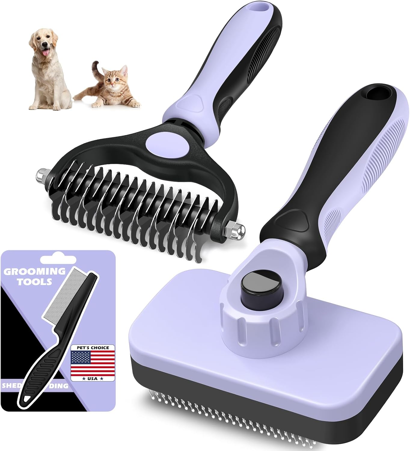 7 in 1 Pet Grooming Kits Dog&Cat Comb Deshedding Brush Nail Clipper with File Bath Brush Premium Pet Supplies
