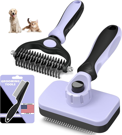 7 in 1 Pet Grooming Kits Dog&Cat Comb Deshedding Brush Nail Clipper with File Bath Brush Premium Pet Supplies