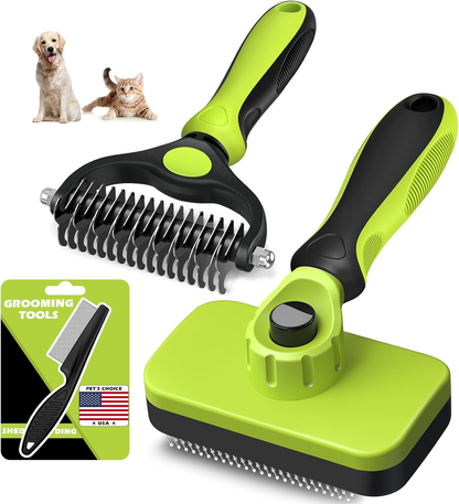 7 in 1 Pet Grooming Kits Dog&Cat Comb Deshedding Brush Nail Clipper with File Bath Brush Premium Pet Supplies