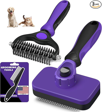 7 in 1 Pet Grooming Kits Dog&Cat Comb Deshedding Brush Nail Clipper with File Bath Brush Premium Pet Supplies