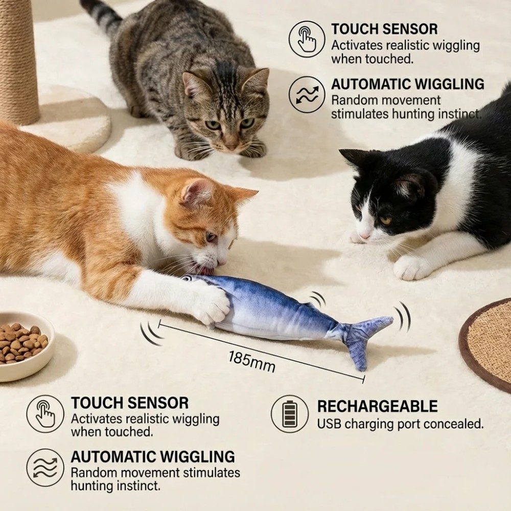 Interactive Wiggly Fish Cat Toy Bowlift Bark&Paw Lab