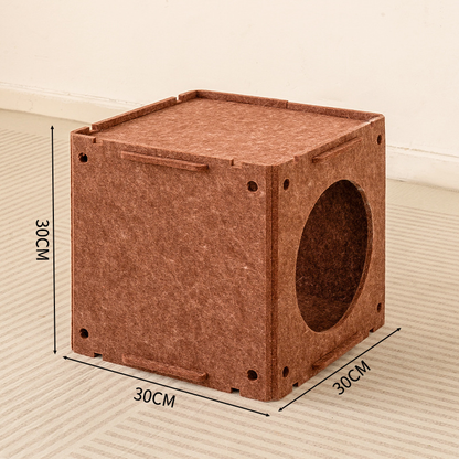 3-in-1 Felt Cat Scratcher Tunnel Cave DIY Modular Hideaway Bed Play House for Cats