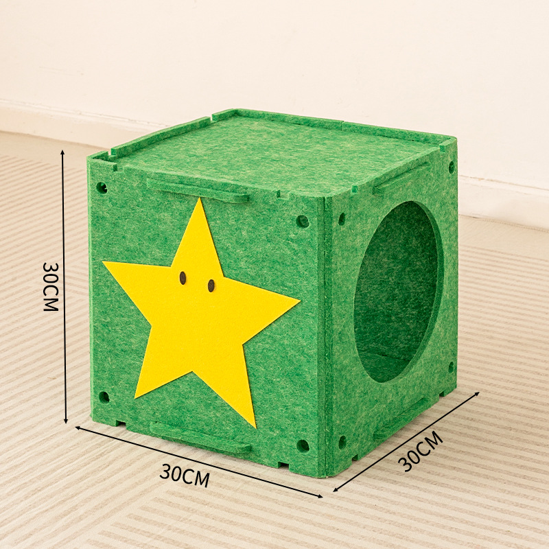 3-in-1 Felt Cat Scratcher Tunnel Cave DIY Modular Hideaway Bed Play House for Cats
