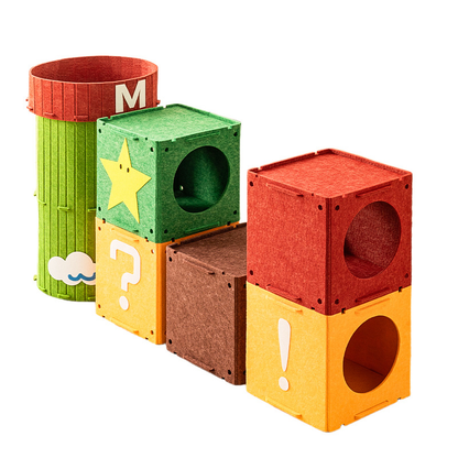 3-in-1 Felt Cat Scratcher Tunnel Cave DIY Modular Hideaway Bed Play House for Cats