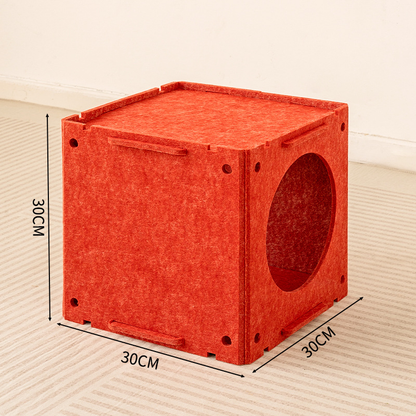 3-in-1 Felt Cat Scratcher Tunnel Cave DIY Modular Hideaway Bed Play House for Cats