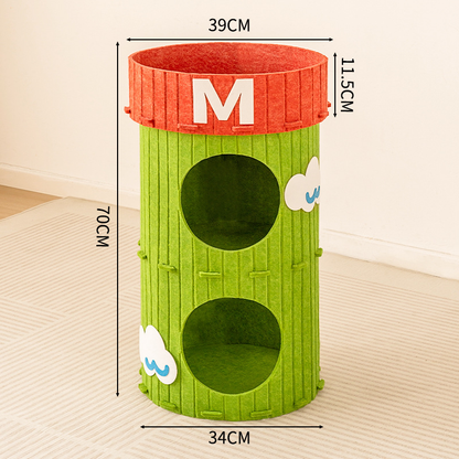 3-in-1 Felt Cat Scratcher Tunnel Cave DIY Modular Hideaway Bed Play House for Cats