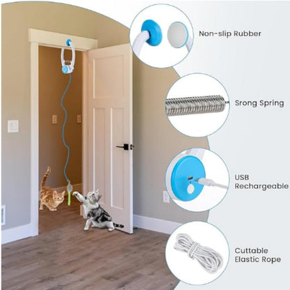 Cat Interactive Toy USB Rechargeable Hanging Automatic Retractable Teaser Bark&Paw Lab