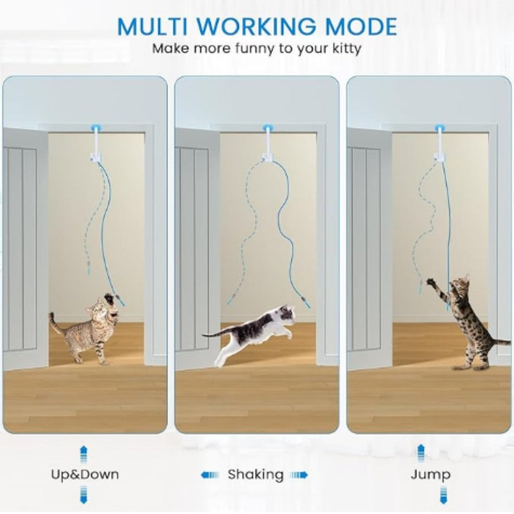 Cat Interactive Toy USB Rechargeable Hanging Automatic Retractable Teaser Bark&Paw Lab