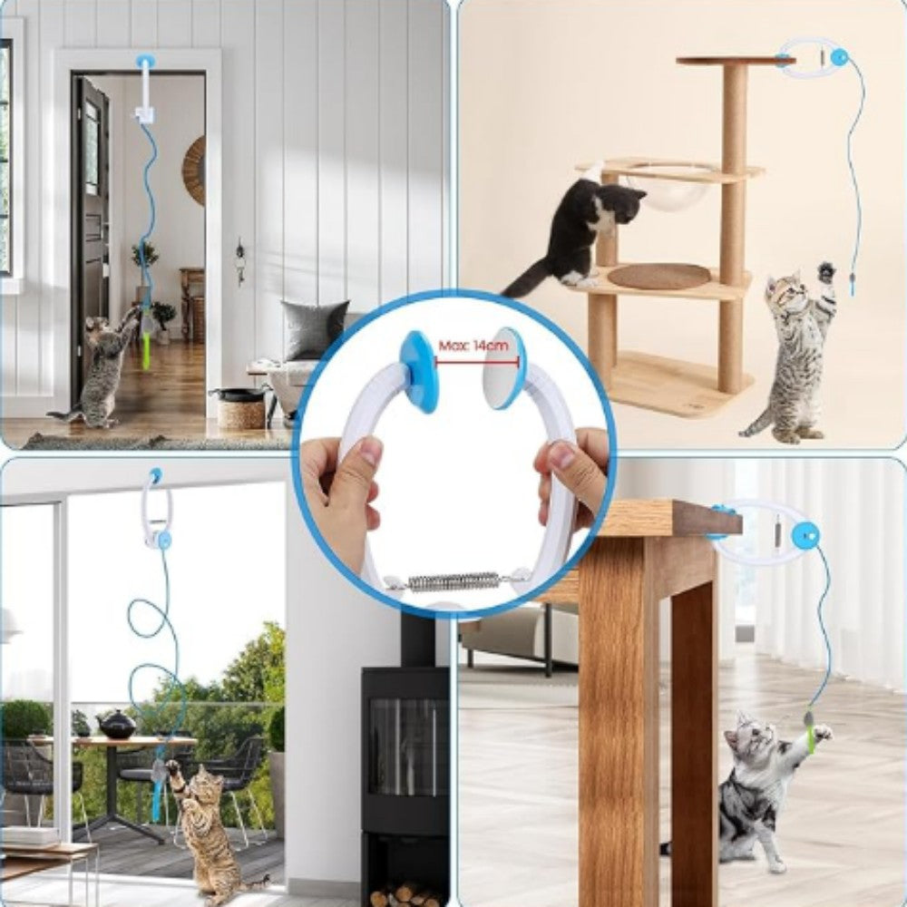 Cat Interactive Toy USB Rechargeable Hanging Automatic Retractable Teaser Bark&Paw Lab